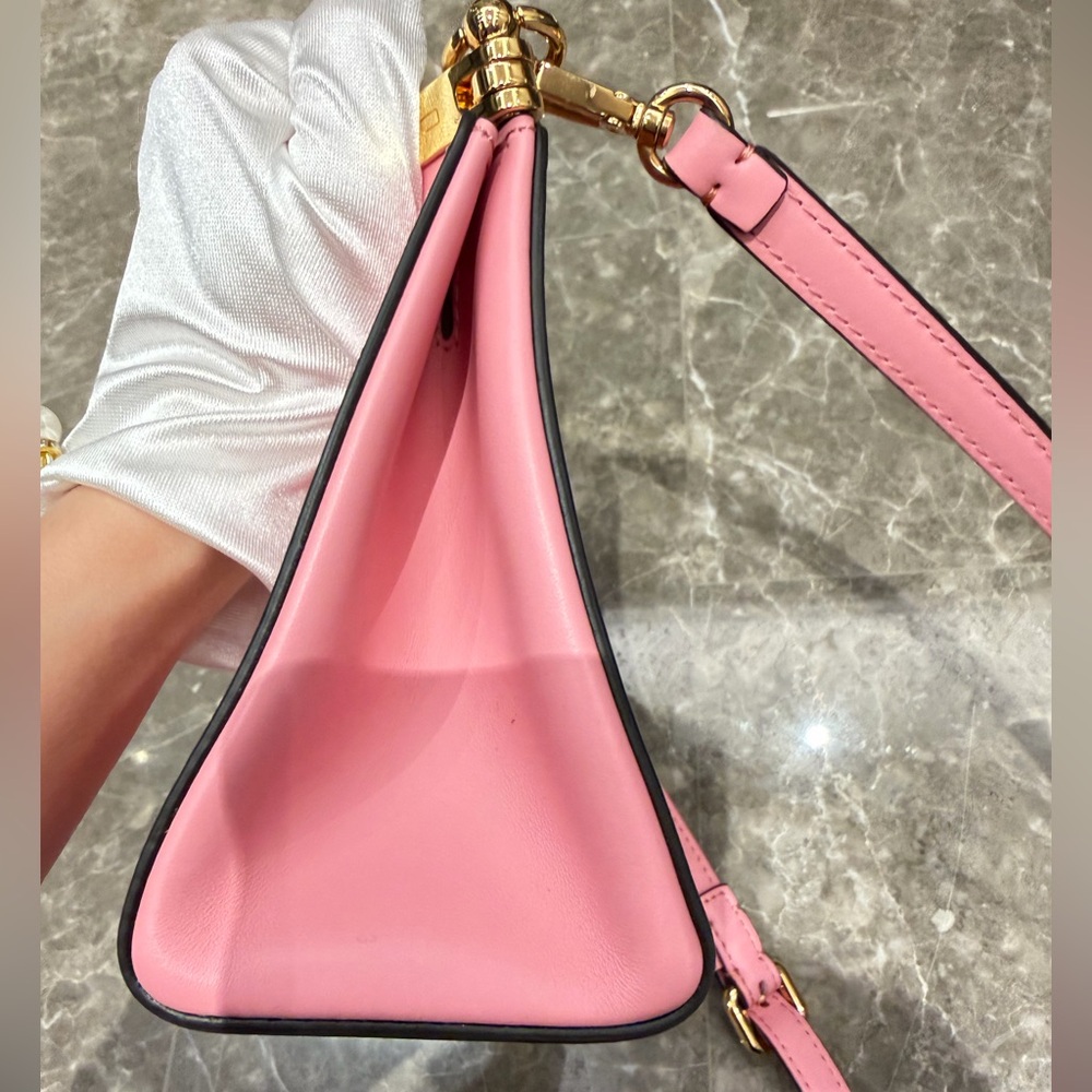 Etro Pink Leather Shoulder Bag with Gold-Tone Trim - Picture 11 of 15